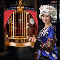 Guizhou Kaili thrush cage handmade three leather cage Old bamboo fine bamboo large starling wren thrush bird cage