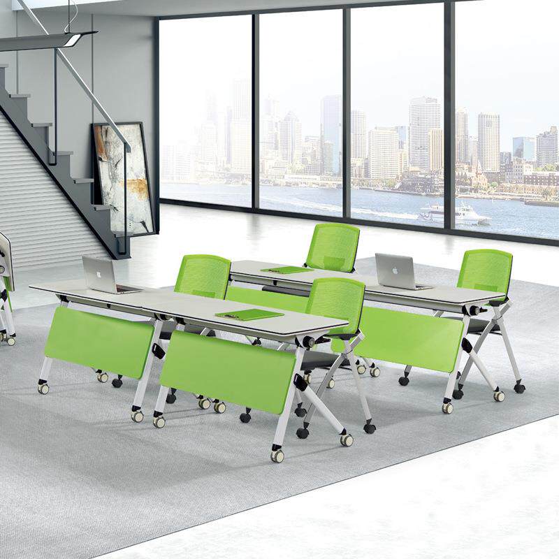 Folding training table and chair combination Movable splicing conference table Wheeled double desk Simple long office desk
