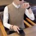 Thu đông phiên bản Hàn Quốc của xu hướng vest nam mỏng vest vest nam đẹp trai mặc vest vest vest vest áo khoác nam giả vest Dệt kim Vest