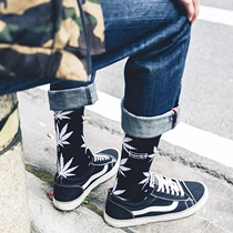 Tide brand socks Mens medium and high tube socks ins tide brand stockings Mens tide street European and American sports skateboard socks womens cotton socks