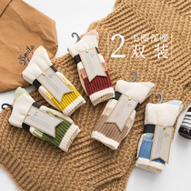 Couple winter thick socks womens stockings mens trendy high-top plus velvet thickened warm socks mens towel bottom terry sports socks