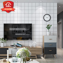 Home decoration wallpaper non-self-adhesive glue-free home living room bedroom black and white square grid Nordic style geometric wallpaper