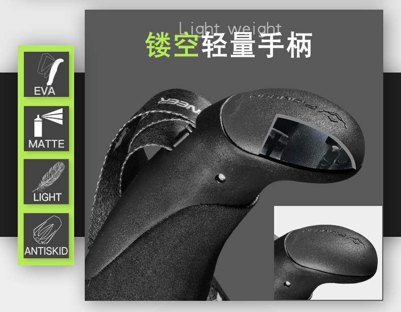 Trailblazer 99% carbon trekking cực Ultralight mía mía Kính viễn vọng bằng sợi carbon gậy chống trượt có đèn pin cho người già
