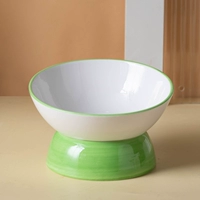 [Трава зеленый] Керамическая миска с высоким уровнем керамики (косой чаши) анти -скольжение и анти -перегруженное отказ от черного подбородка