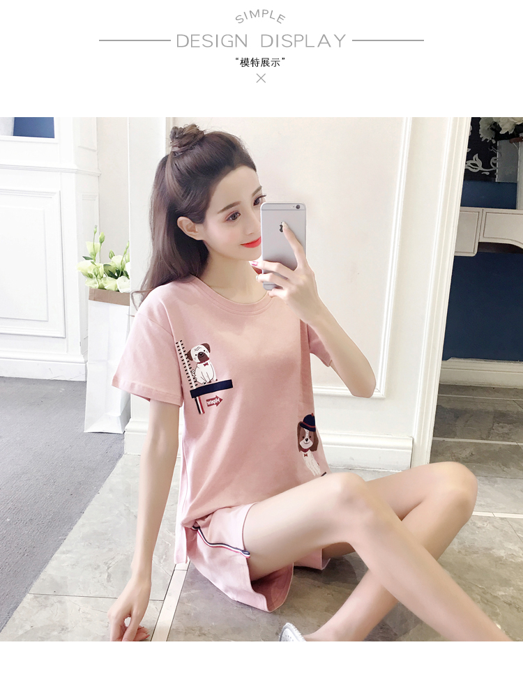 Mùa hè đồ ngủ nữ cotton ngắn tay phù hợp với sinh viên Hàn Quốc bông phụ nữ lỏng lẻo thường nhà dịch vụ quần short có thể được đeo