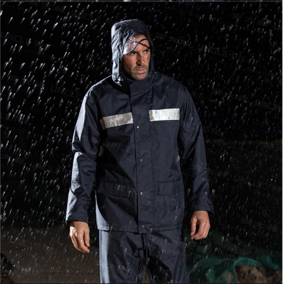 Uncle an D766 Dark Blue Reflective Raincoat Split Set 3m High Visibility Material Outdoor High Visibility Sanitation Clothing
