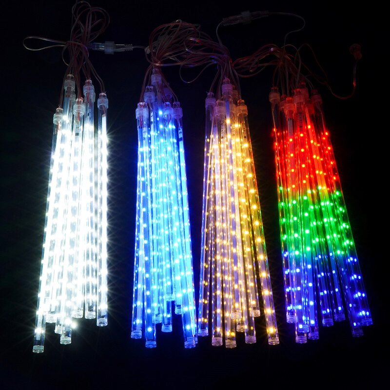 Meteor shower LED lights colorful outdoor starry lights string lighting hanging tree lights strips solar meteor lights