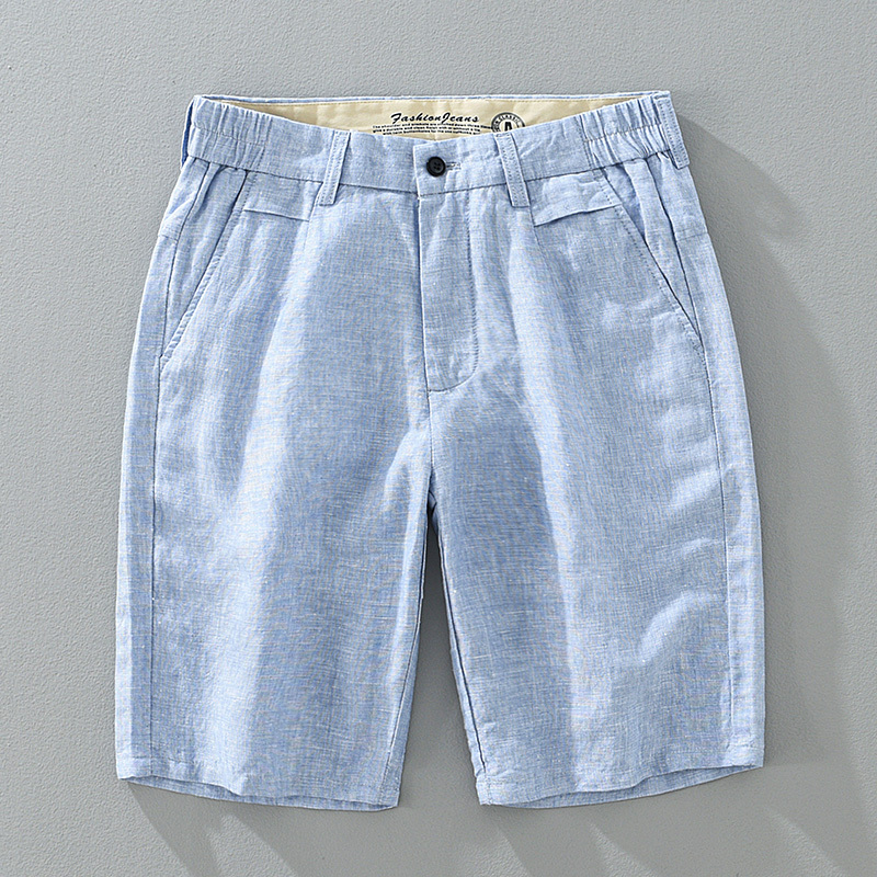 Thin Breathable Pure Linen Shorts for Men, Loose Casual Beach Shorts, Japanese Retro Comfortable Cotton-Linen Material Five-Point Pants Thin Breathable Pure Linen Shorts for Men, Loose Casual Beach Shorts, Japanese Retro Comfortable Cotton-Linen Material Five-Point Pants