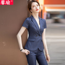 Professional Temperament Goddess Van Striped Suit Suit Woman 2024 Summer Fashion Hotel Manager Western suit Work clothes