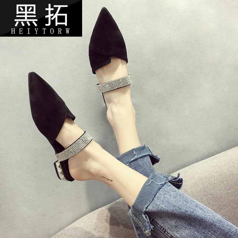 Slippers Women Summer Wear 2020 New Fashion 100 Ms Pointed Baotou Half Slippers Mesh Red for Slippers