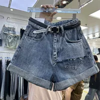 Летняя приталенная синяя джинсовая юбка, шорты, штаны, высокая талия, в западном стиле, А-силуэт, свободный крой