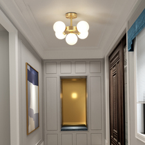 Full copper Nordic gangway light modern minimalist door hall Xuanguan Entrance Ceiling Lights Golden Personality Hallway Balcony Lamps