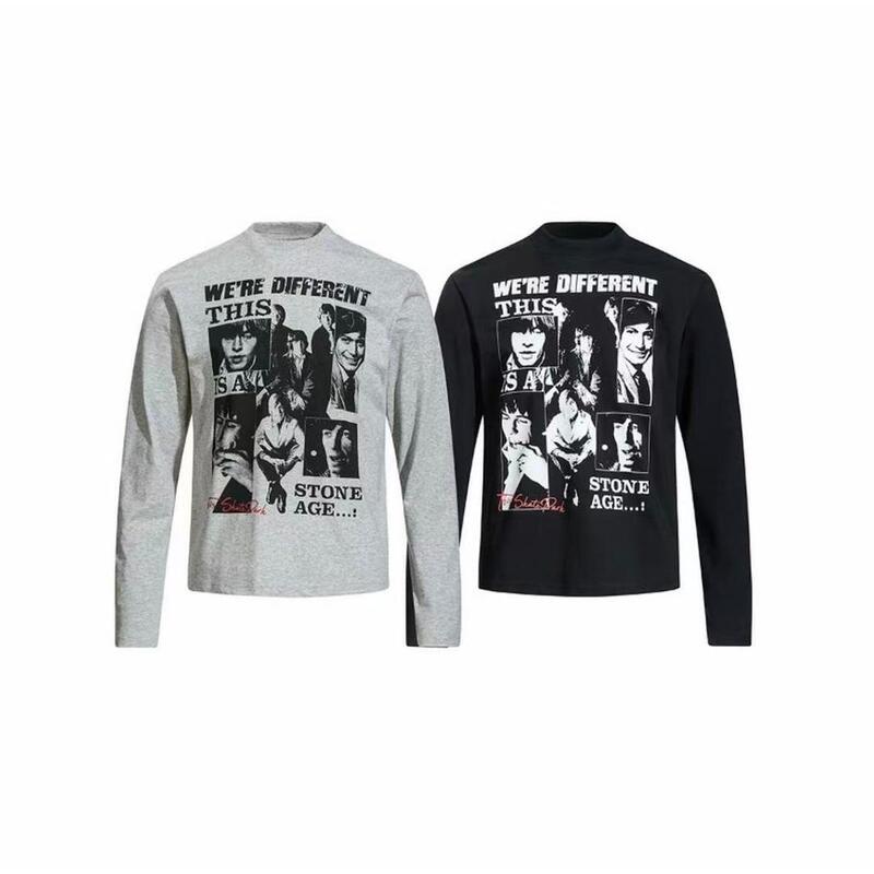 "Rolling Stones Long Sleeve" American Retro Trendy Sports Long-Sleeve T-Shirt for Men and Women, Spring and Autumn Round Neck Base Layer "Rolling Stones Long Sleeve" American Retro Trendy Sports Long-Sleeve T-Shirt for Men and Women, Spring and Autumn Round Neck Base Layer