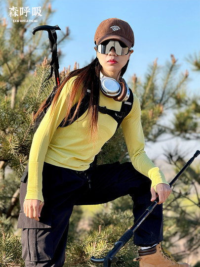 冬款打底徒步女户外健身上衣休闲透气速干登山宽松长袖运动衣短袖