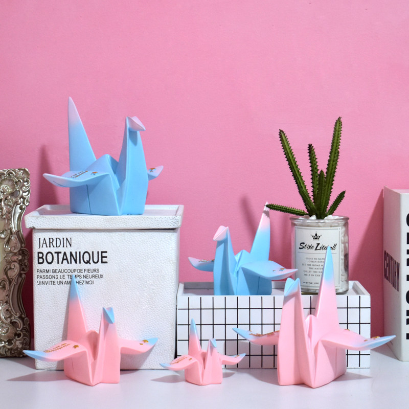 ins Nordic geometric thousand paper crane ornaments Creative living room room office desktop Healing decorations