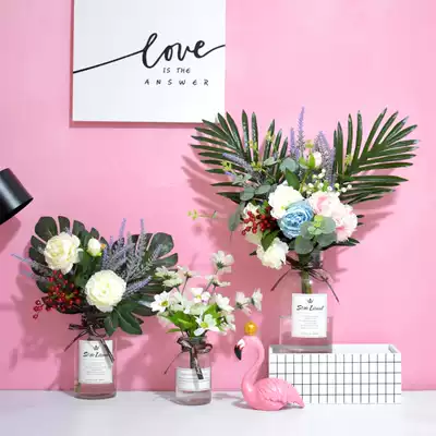 Glass vase Nordic living room flower arrangement ins decorative hydroponic container transparent glass bottle table ornaments