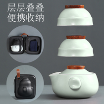 Quick cup travel tea set One pot two cups portable packaging Car outdoor office Kung Fu tea set Logo customization