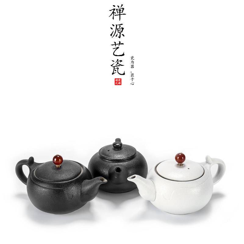 Black pottery side pot ceramic kung fu tea set small teapot Handmade coarse pottery household bubble teapot purple sand single pot can be heated