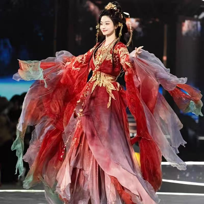 Tu Qiqi【Red Koi】2024 National Style Grand Ceremony Runway Model Original Mythical Series Large Sleeve Shirt Hanfu for Women Tu Qiqi【Red Koi】2024 National Style Grand Ceremony Runway Model Original Mythical Series Large Sleeve Shirt Hanfu for Women