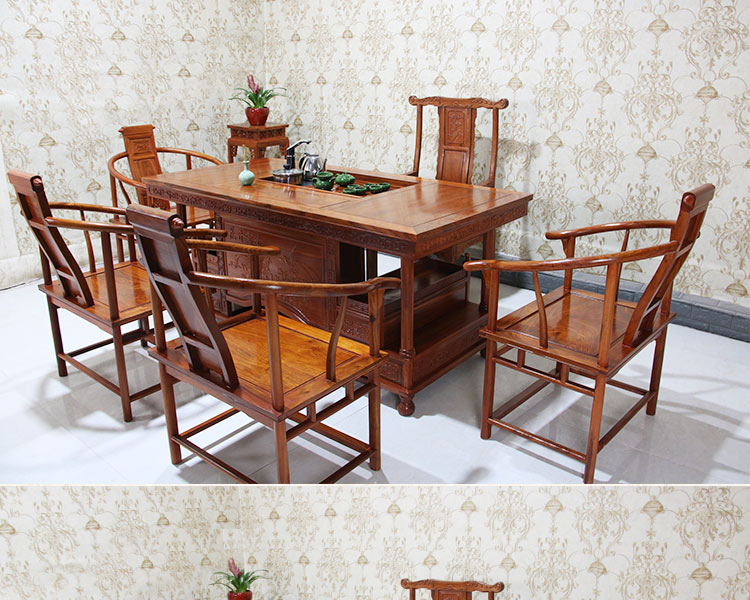 Mahogany bàn ghế trà kết hợp gỗ hồng mộc châu Phi Trung Quốc cổ gỗ Kung Fu bàn trà bàn trà bàn cà phê - Bàn trà bàn sofa gỗ tự nhiên