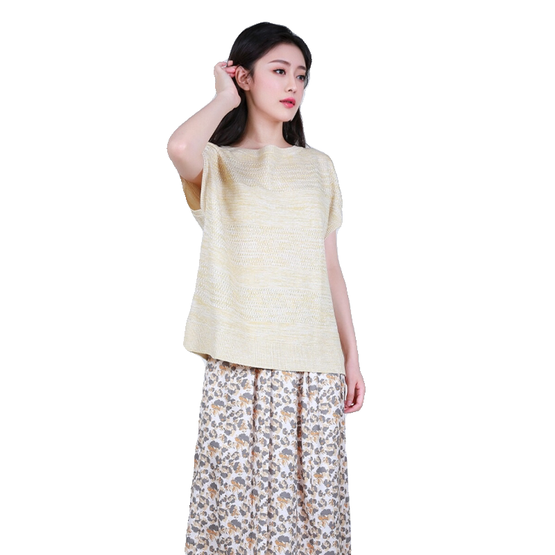 Anlom/娅奴夏季半袖新款圆领休闲桑蚕丝针织衫女上衣短袖时尚T恤