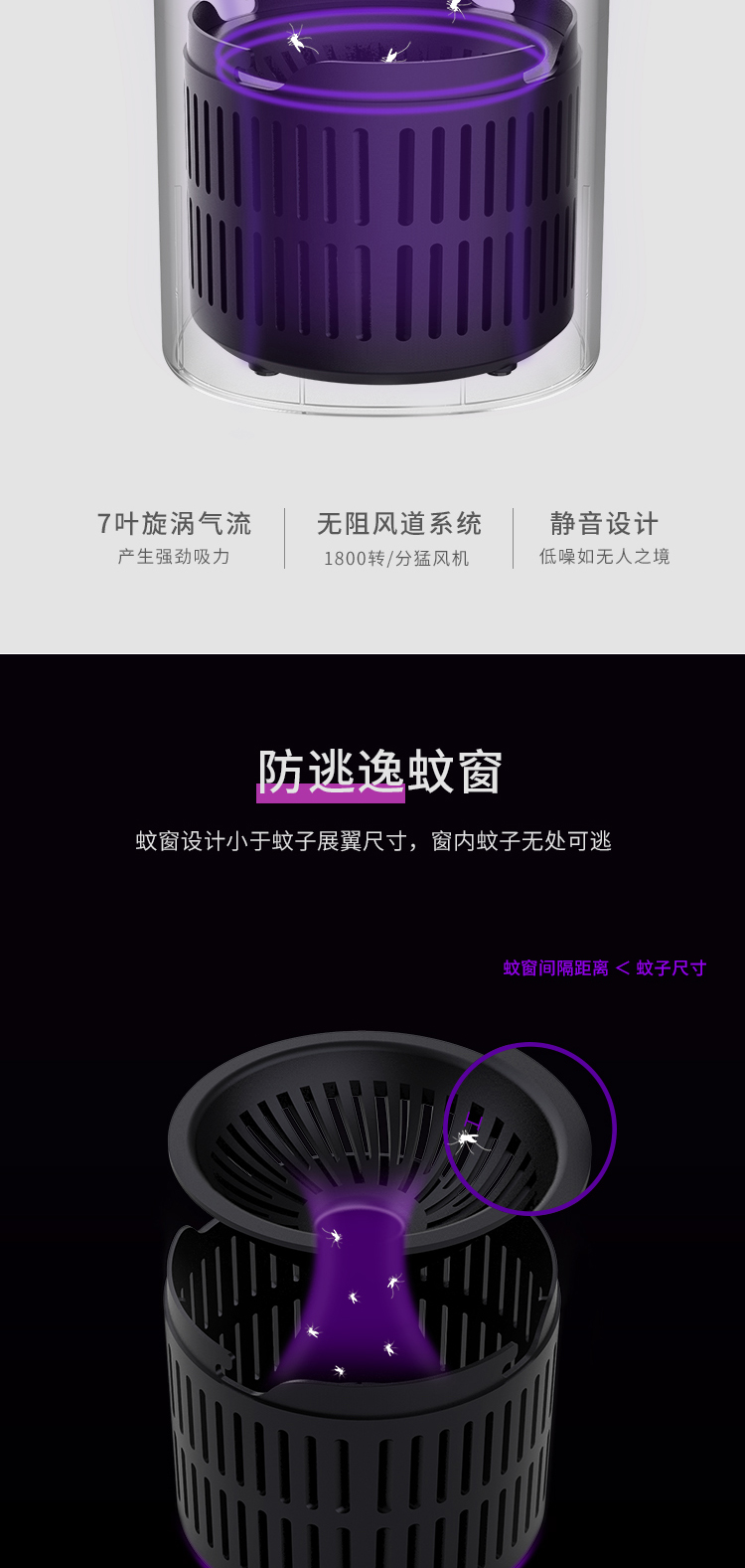 志高 高颜值灭蚊灯 静音无辐射 孕婴可用 图7