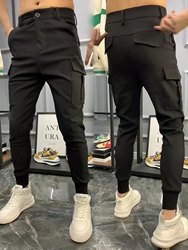 Hairstylist stretch trousers men's Kuaishou Douyin ດູໃບໄມ້ລົ່ນແລະລະດູຫນາວ trousers ແບບເກົາຫຼີ trousers ຈິດວິນຍານຂອງຜູ້ຊາຍໄວຫນຸ່ມ trousers ຂະຫນາດນ້ອຍ legged