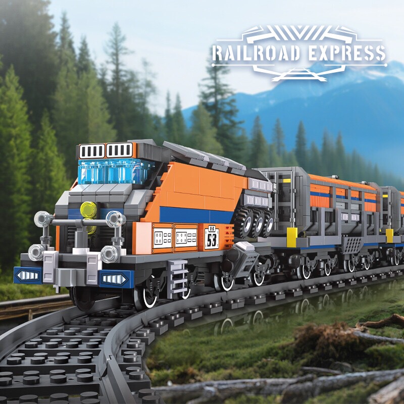 Jiexing 59096 Railway Express Train Children's Educational Assembly Track Train Building Blocks Small Particles Boys' Toy