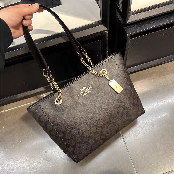 Coach Marlie Tote Classic Coach Monogram Zipper Chain Tote Bag Handbag Women's Bag