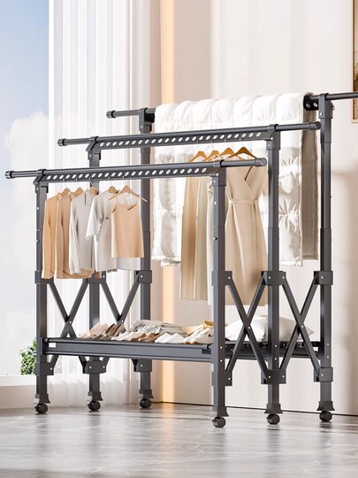 Wäscheständer, bodenstehend, zusammenklappbar, für den Innen- und Außenbereich, für Zuhause, Balkon, Schlafzimmer, Steppdecke, Trocknen, Artefakt, Heben, Wäscheständer, Kühl-Wäschestange