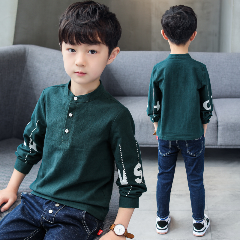 5-6 bé trai 4 quần áo mùa thu bên ngoài mặc 8 học sinh tiểu học 7-9 tuổi dài sleevet t-shirt bé trai từ 10 đến 12 trẻ em mùa thu áo 11.