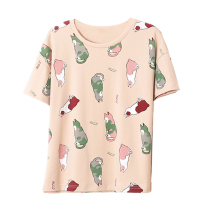 Homewear cotton pajama top single piece womens summer short sleeves thin loose plus size homewear can be worn outside in summer