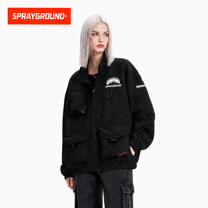 Sprayground Shark Mouth American Functional Style Workwear Jacket Men's Autumn Retro Multi-Pocket Trendy Coat
