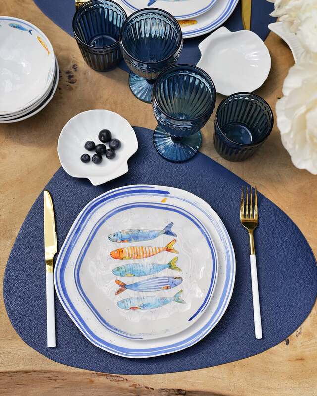 Foreign Trade Original Mediterranean-Style Ceramic Tableware, Year-Round Abundance of Fish, Western-Style Plates, Hotel Restaurant Salad Bowls, Coffee Cups