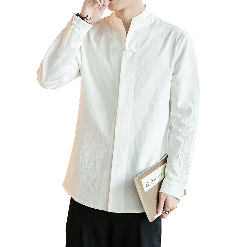 Spring Autumn China Wind Retro Shirt Don's Improved Edition Youth Suit New Chinese Hanfu Young Ancient Wind-Taobao