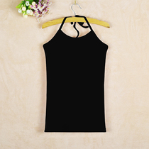 Cotton lace hanging neck autumn camisole vest female black backless base shirt sleeveless top short Joker New