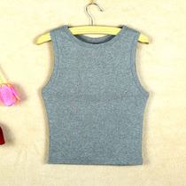 Feicho autumn and winter cotton female high collar tight base shirt navel high waist short sleeveless camisole top half
