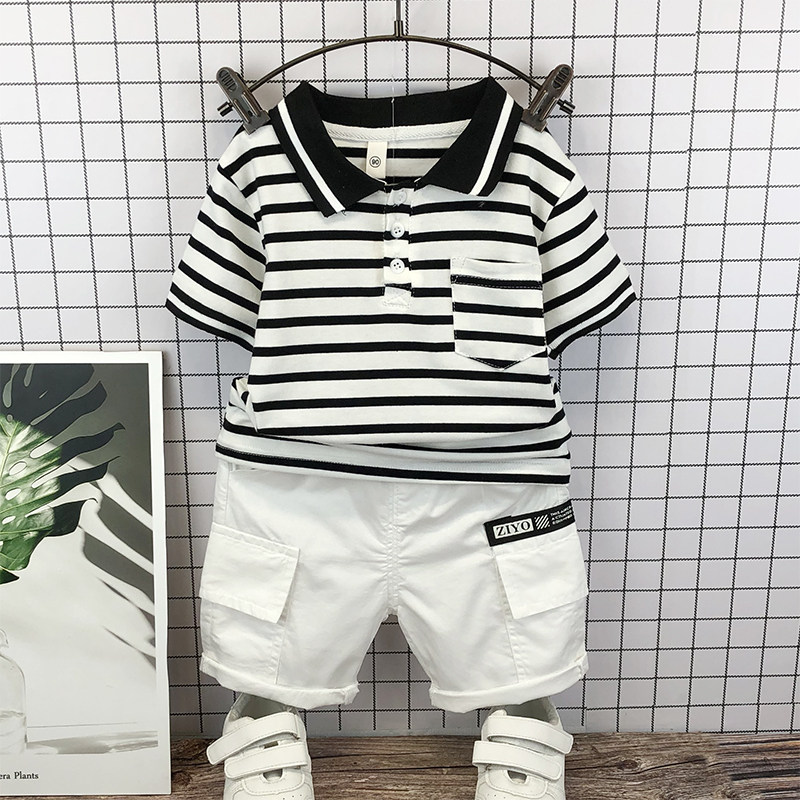 Boy's summer clothing suit 2021 new tide cards Children POLO Shirt net red child clothing Chauchai baby boy shorts