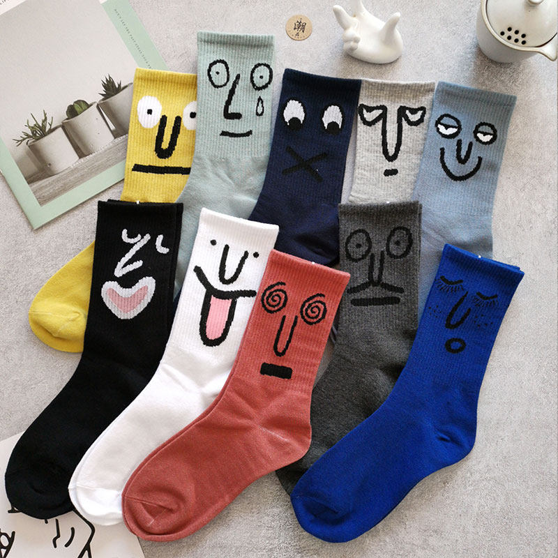Nara Socks for Men with Funny Expressions, Long Tube Socks, Korean Style Trendy Cotton ins Style, Suitable for All Seasons, Mid-Tube Sports Socks