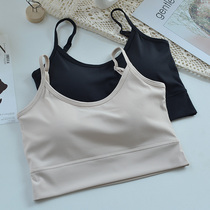 Summer thin vest Ice Silk seamless U back beautiful back black and white glossy no steel ring underwear thin band chest women