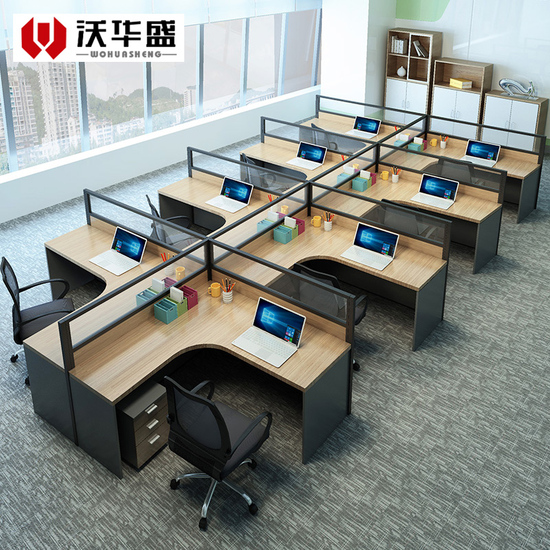 Office table and chair combination staff office furniture 24 6 people corner staff as partition screen simple card seat