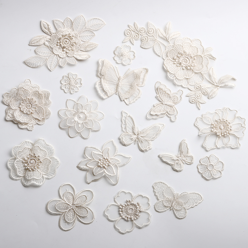 Off-White Lace Patch Applique Organza Clothing Mosquito Net Decoration Repair Hole Embroidery Flower Butterfly Pattern Patch Off-White Lace Patch Applique Organza Clothing Mosquito Net Decoration Repair Hole Embroidery Flower Butterfly Pattern Patch