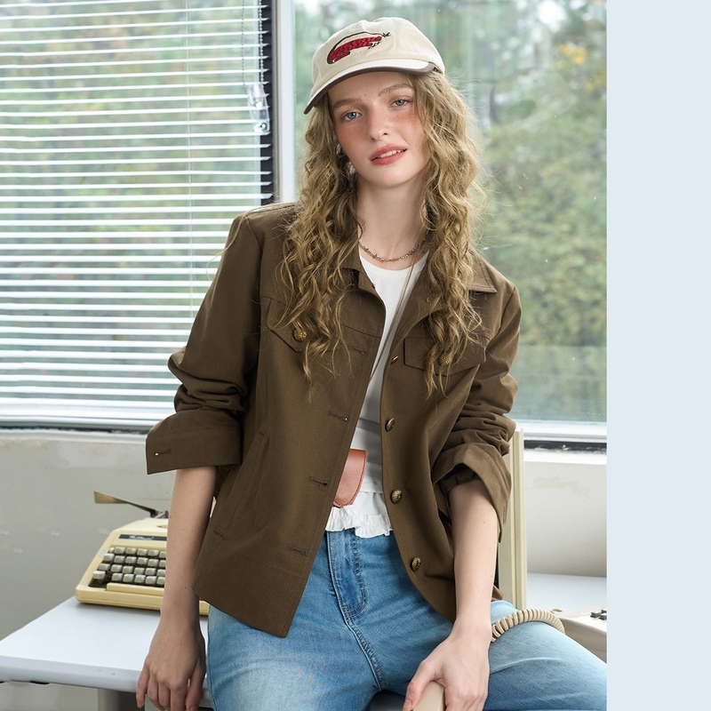 Authentic Discount Store Design: Modern Lapel Design Workwear Jacket, Casual Versatile Women's Coat