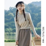 Цветной базовый приятный телу трикотажный зимний приталенный модный удерживающий тепло свитер, высокий воротник