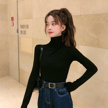 Black high neck long sleeve base shirt women inside 2021 autumn and winter New slim body thin foreign style inner top jacket niche