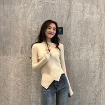 Autumn and winter irregular sweater women 2021 autumn and winter New Foreign style Net red wild Joker slim base sweater top