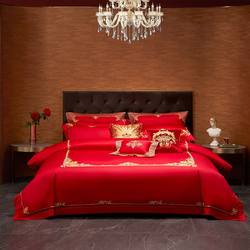 Mengjie Home Textiles new New arrival Authentic Chinese Wedding Set Long-Staple Cotton Six-Piece Set 00452 Royal Wedding