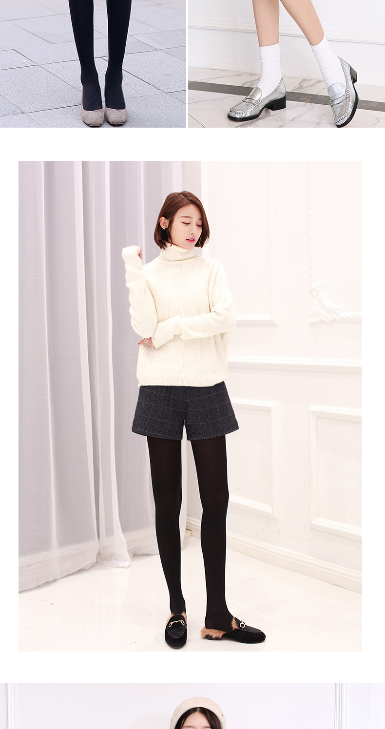 Quần short len ​​nữ mùa thu đông 2018 mới mỏng eo cao mùa đông chân rộng mặc quần kẻ sọc eo cao quần boot quần short jean nữ lưng cao