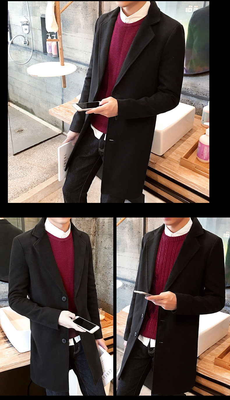 Mùa thu đông dài trench coat nam phiên bản Hàn Quốc của thời trang tự canh áo khoác len áo khoác thanh niên thời trang áo khoác nam đẹp