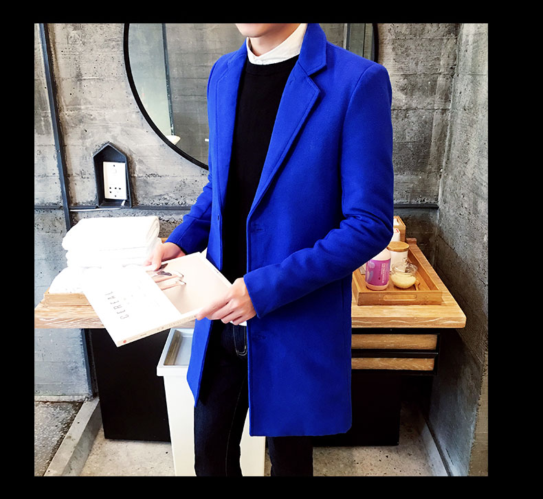 Mùa thu đông dài trench coat nam phiên bản Hàn Quốc của thời trang tự canh áo khoác len áo khoác thanh niên thời trang áo khoác nam đẹp